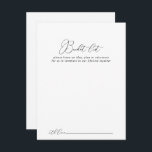 Listkort för klassad Chic med minimalistkort för B Vykort<br><div class="desc">De här korten för minsta möjliga chic i bröllop är perfekten för en girig bröllopsmottagning eller möhippa. Den enkla och elegant designen har skript av typen klassisk och finare i svartvitt. Ändra ordalydelsen till kostym vid alla livshändelser. Bucketlistskylten säljs separat.</div>