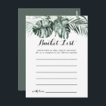 Listkort för Tropical Grey White Blommigt Bucket L Vykort<br><div class="desc">Dessa jakttecken för vit blommigt är perfekten för ett giftigt bröllopsmottagande eller en möhippa. Grönt handflatan lämnar buketter med vita vackra blommor. Bucket List-skylten säljs separat.</div>