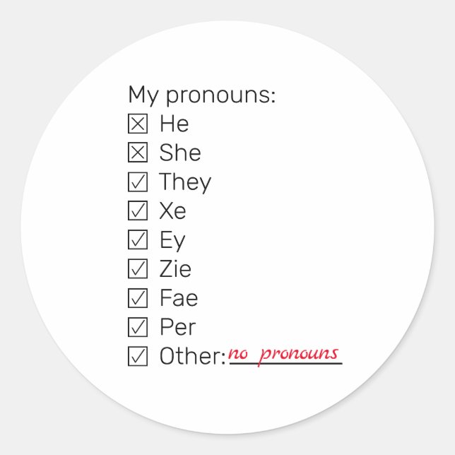 Listneopronounons long runt klistermärke (Framsida)