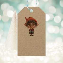 Listning Girl jul Elf Kraft Gift Märkres Presentetikett