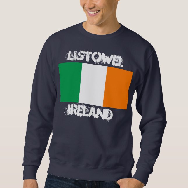 Listowel, Irland med Irish flagga Lång Ärmad Tröja (Framsida)