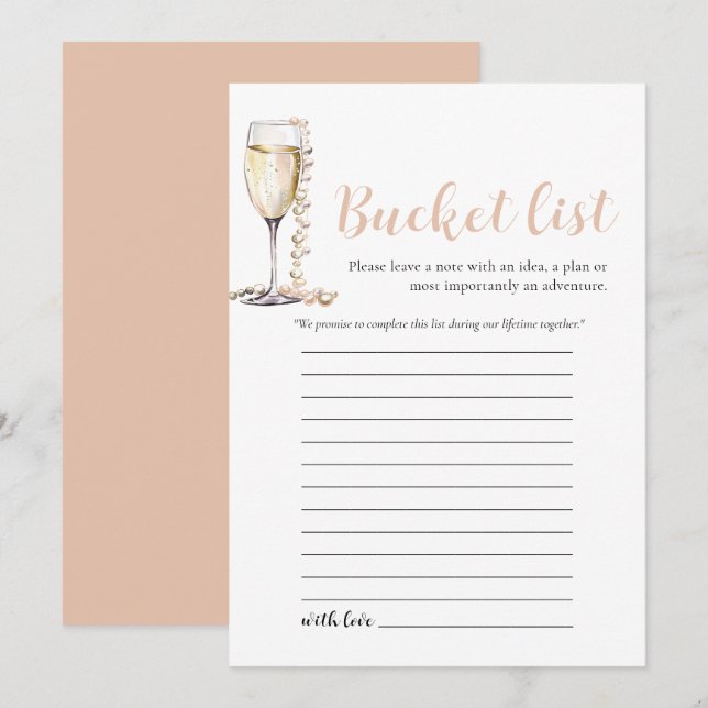 Listspel för guld Pearls och Prosecco Bröllop Buck Inbjudningar (Fram/baksida)