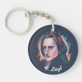 Liszt akvarellporträttcitat Akrylnyckelring