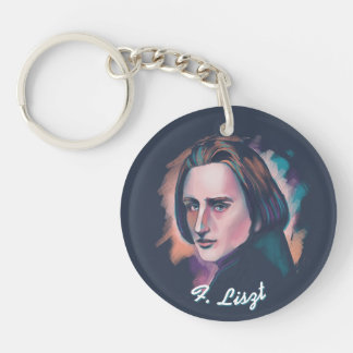 Liszt akvarellporträttcitat Akrylnyckelring