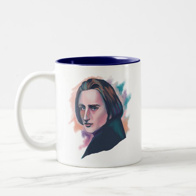 Liszt akvarellporträttcitat  Två-Tonad mugg (Vänster)