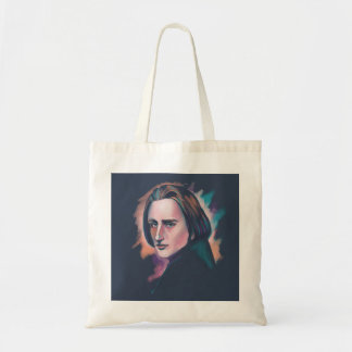 Liszt Colorful Watercolor Portrait Quote Tote Bag Tygkasse