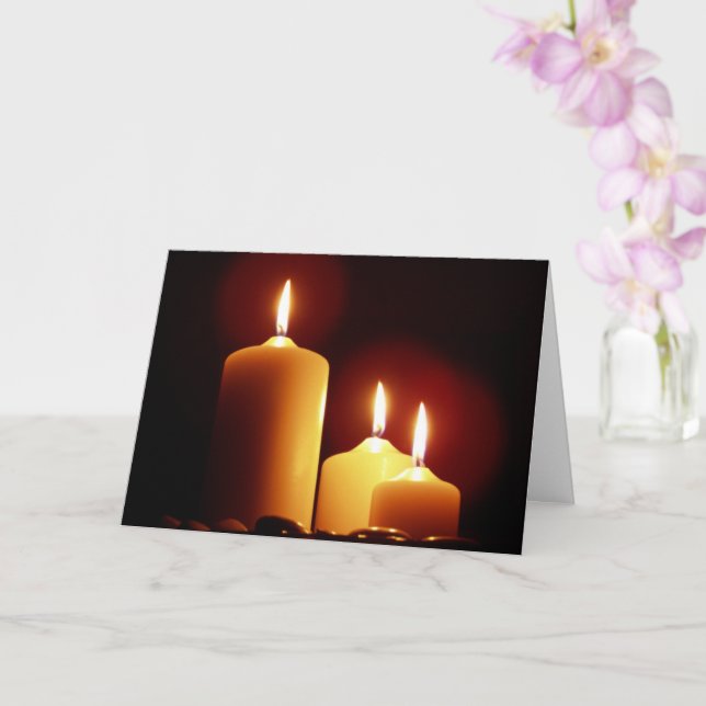 Lit Candles med en rött glöd, fredlig Kort (Orkide)