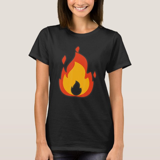 Lit Fire Flame Hett Burning Beach Halloween Costum T Shirt (Framsida)