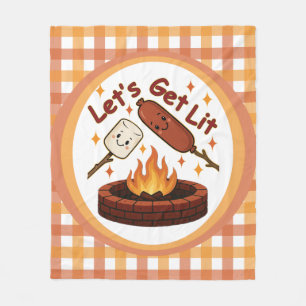 Lit Firepit - Cute Marshmallow & Hett Hund Fleecefilt
