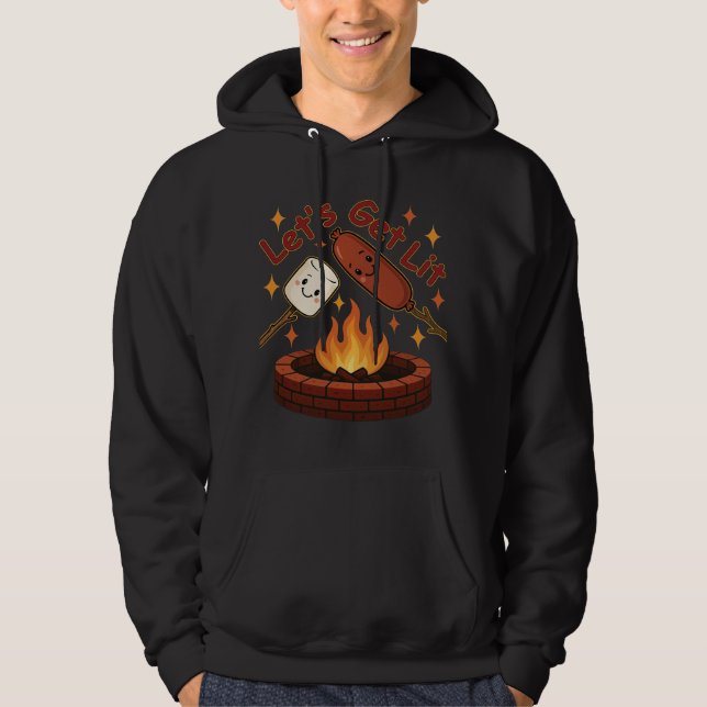 Lit Firepit - Cute Marshmallow & Hett Hund Hoodie (Framsida)
