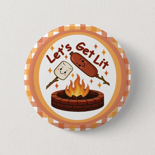 Lit Firepit - Cute Marshmallow & Hett Hund Knapp (Framsida)