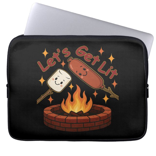 Lit Firepit - Cute Marshmallow & Hett Hund Laptop Fodral (Framsidan)