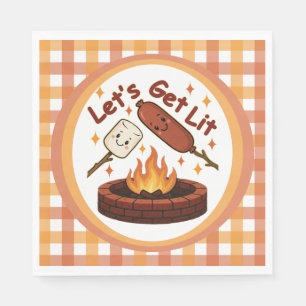 Lit Firepit - Cute Marshmallow & Hett Hund Pappersservett