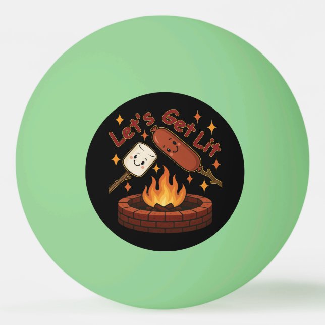 Lit Firepit - Cute Marshmallow & Hett Hund Pingisboll (Framsidan)