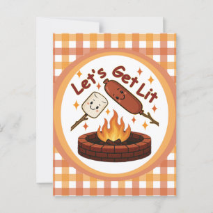 Lit Firepit - Cute Marshmallow & Hett Hund Vykort