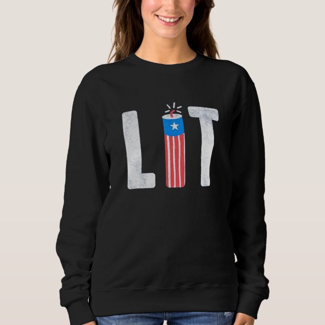 Lit Fireworks 4:e juli T Shirt (Framsida)