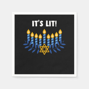 Lit Hanukkah Jewish Festival Gift Pappersservett