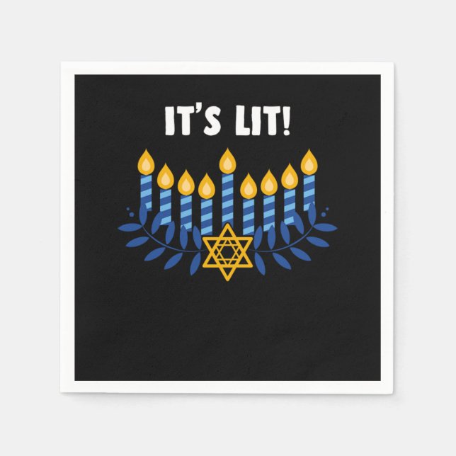 Lit Hanukkah Jewish Festival Gift Pappersservett (Framsidan)