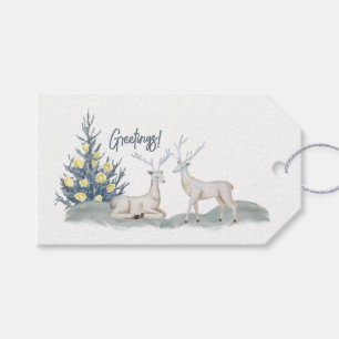 Lit Julgran och Hjort i Snö Presentetikett