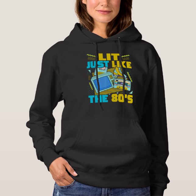 Lit Just Like The 80s   80s Aesthetic Nostalgia 80 T Shirt (Framsida)