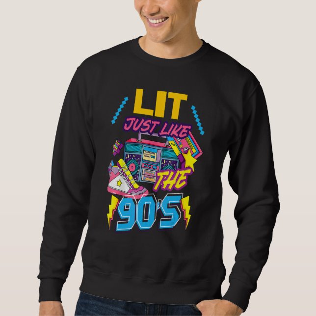 Lit Just Like The 80's Party Costume Retro 80's No Lång Ärmad Tröja (Framsida)