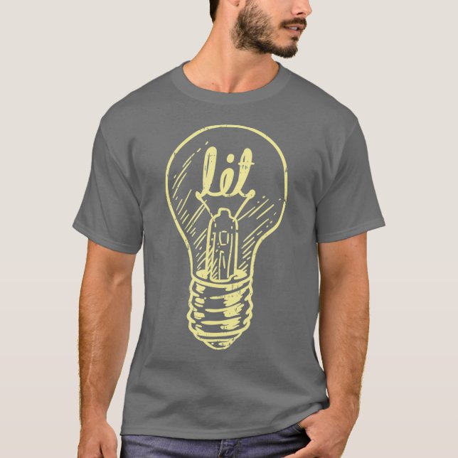 Lit Light Bulb Master Electrician Lineman Manar T Shirt (Framsida)