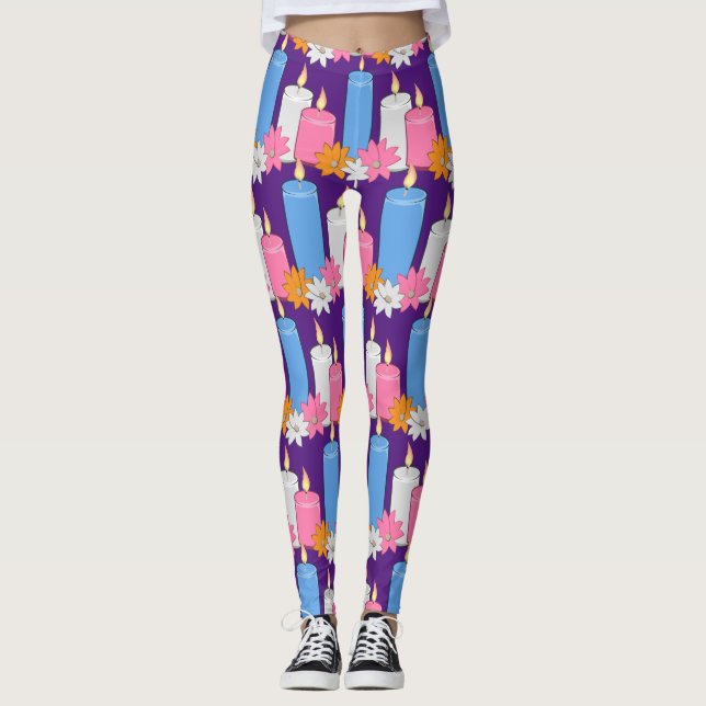 Lit ljus blommor Thunder_Cove Leggings (Framsida)