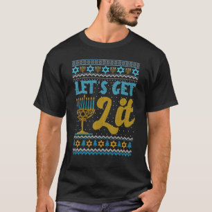 LIT Menorah Jewish Ugly Hanukkah Sweate T Shirt
