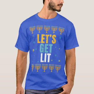 Lit Menorah Light Chanukah Jewish Helgdag Funny Ha T Shirt