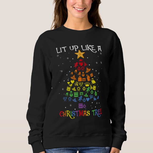 Lit Up Like A Christmas Tree Happy Holigays LGBT G T Shirt (Framsida)