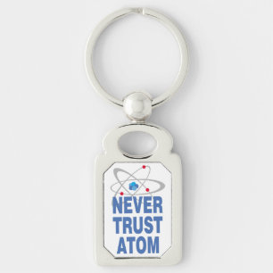 Lita aldrig på atom rektangulärt silverfärgad nyckelring