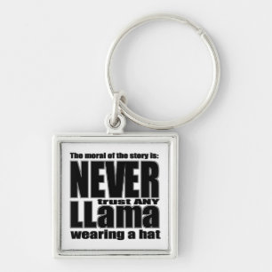 Lita på aldrig en Llama i en hatt Fyrkantig Silverfärgad Nyckelring