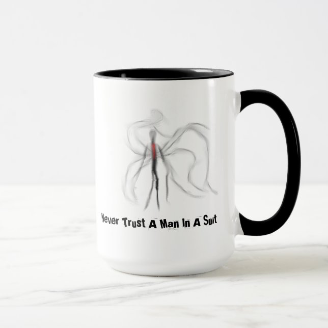 Lita på aldrig en man i en kostymSlenderman mugg (Höger)