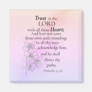 Lita på Blommigten Watercolor i Lord Bible Verse Magnet