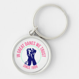 Lita på din Great dane Rund Silverfärgad Nyckelring