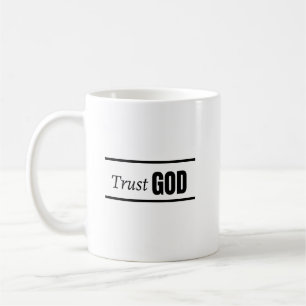 Lita på Gud Kristet Citat Tro Minimalistisk Svart Kaffemugg