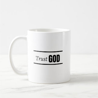 Lita på Gud Kristet Citat Tro Minimalistisk Svart  Kaffemugg