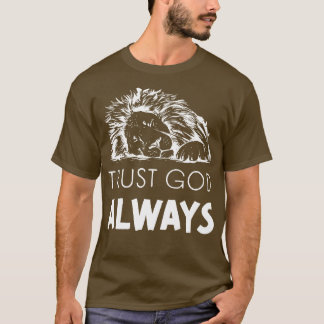 Lita på Gud Lejon Jesus gudsgudstjänst T Shirt