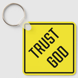 Lita på gud Metall Square Keychain Nyckelring