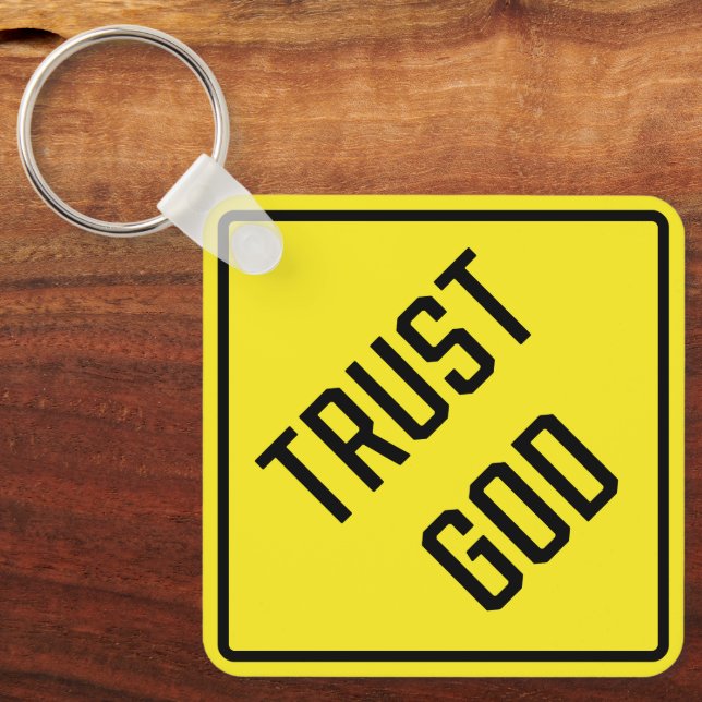 Lita på gud Metall Square Keychain Nyckelring (Framsida)