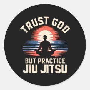 Lita på Gud Öva Jiu Jitsu Kristet Brasilianskt Runt Klistermärke
