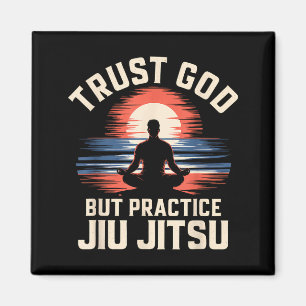 Lita på Gud Öva Jiu Jitsu Kristna Brasilianska Magnet