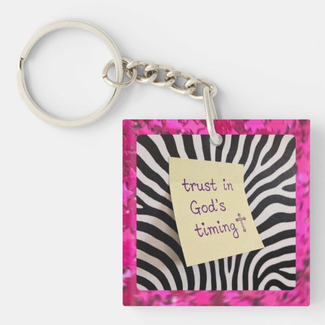 Lita på Guds tidpunkt rosa glitter zebra y2k (Framsidan)