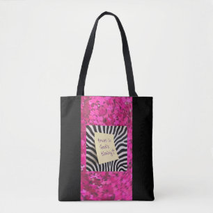 Lita på Guds tidpunkt rosa glitter zebra y2k Tygkasse