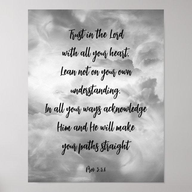 Lita på Herren All Din Heart Psalm Quote Poster (Framsidan)