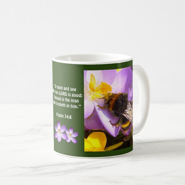 Lita på Herren, Bee på Crocus Flower Kaffemugg (Framsida höger)