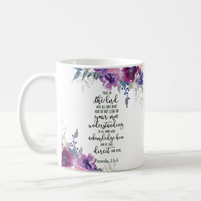 Lita på Herren blommig   Kaffemugg (Vänster)