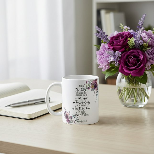Lita på Herren blommig   Kaffemugg (Skapare uppladdad)