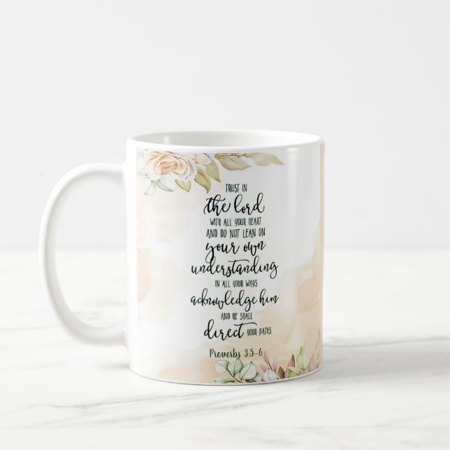 Lita på Herren blommig   Kaffemugg (Vänster)