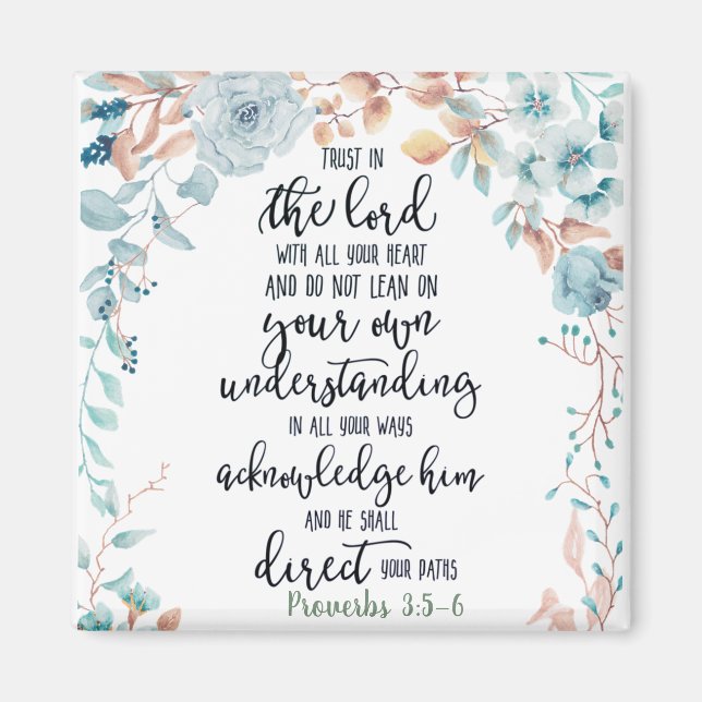 Lita på Herren blommig  Magnet (Framsidan)